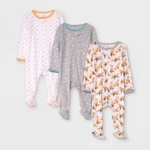 New Born Boys' 3pk Fox Sleep N' Play